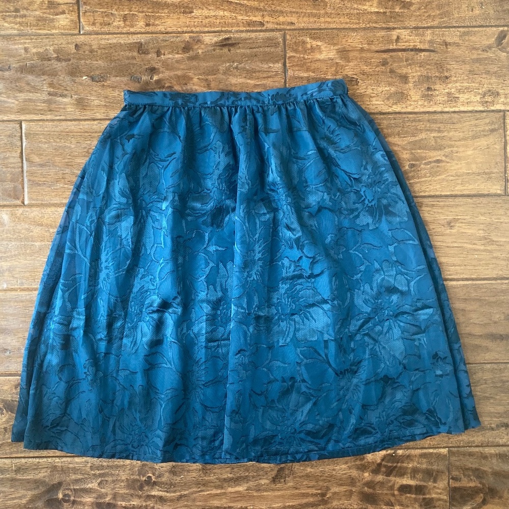 Y2K Fairycore Grunge Lace Overlay Skirt Women's Medium Blue Whimsigoth Floral